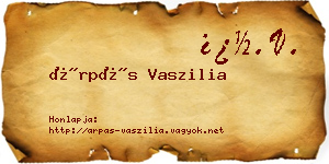 Árpás Vaszilia névjegykártya